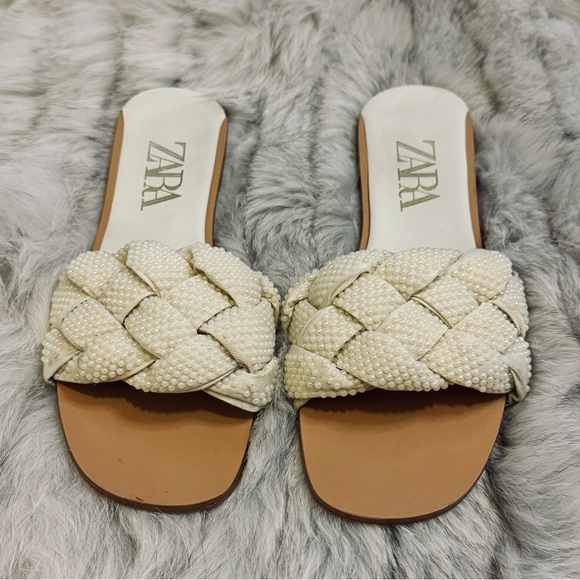 Zara Cream Woven Sandals - Picture 3 of 8